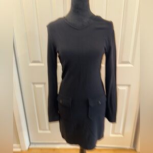 Chic Black Long Sleeve Midi Dress